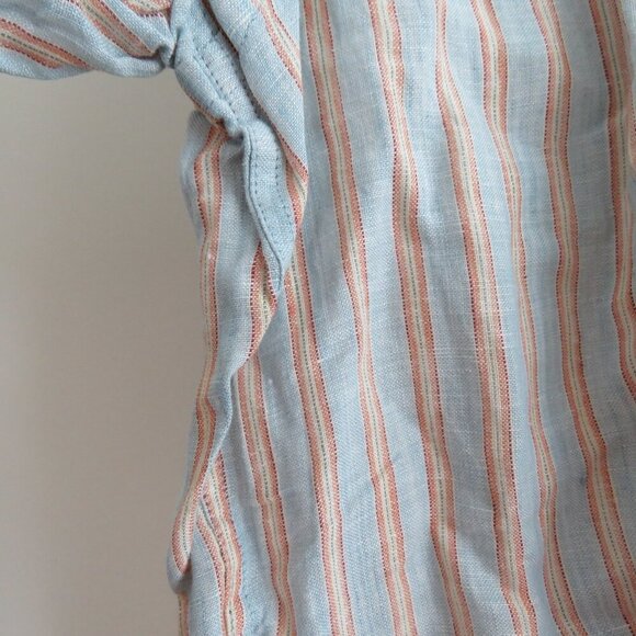 MARTIN GORDON 100% Linen Striped Casual Shirt in Light Blue - Men's Size XL - Picture 10 of 15
